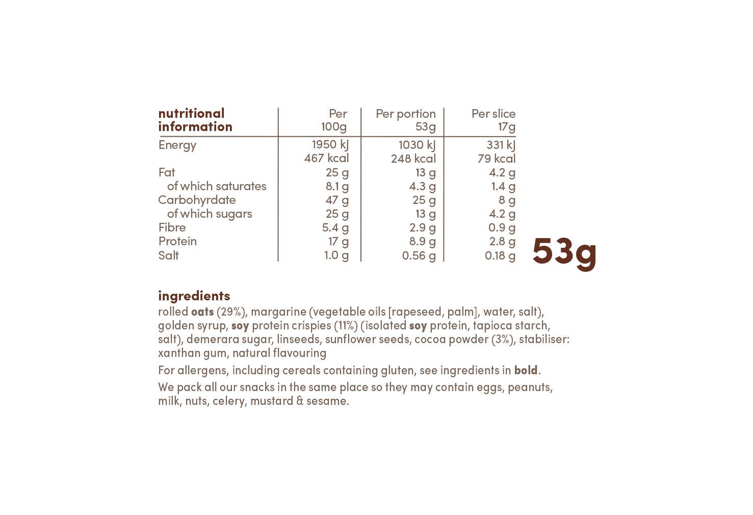 Graze - Flapjack di proteine al cacao e vaniglia (54 g x 9)