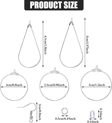 Miniatura 2 de Inbagi Kit de 481 piezas de fabricación de aretes, 120 ganchos para aretes, 120 anillos abiertos, 120 soportes para aretes, 120 aretes de lágrima y