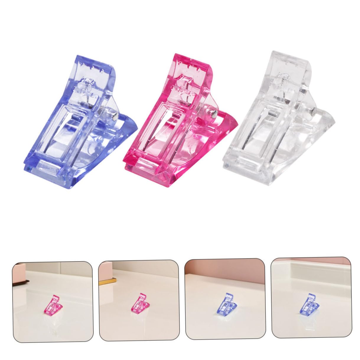 Operitacx 60pcs Nail Clips Nail Shaping Clamps for Pink Blue for Salon and DIY Manicure Use