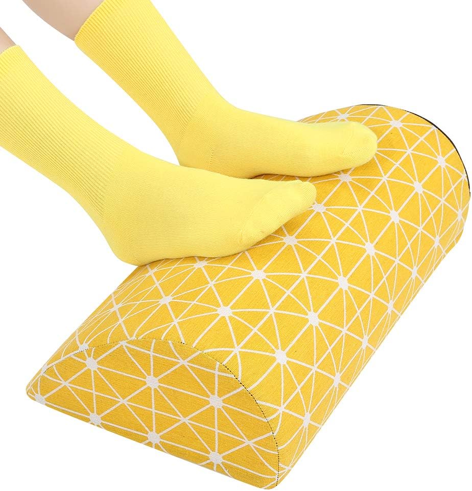 Under Desk Ergonomic Footrest Cushion, Namart High Rebound Ergonomic Foam Fabric Foot Rest for Circulation and Comfort Office Essentials Footstool (Yellow geom)