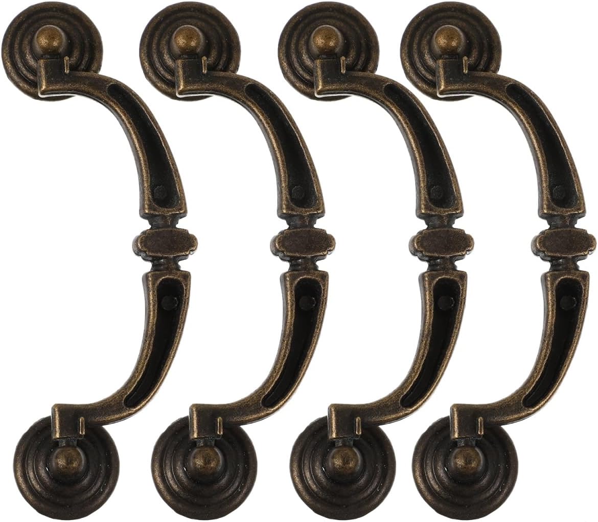 Amosfun Retro Cabinet Door Handles 4.72 Inch Zinc Alloy Drawer Pulls Oil Rubbed Bronze Decorative Hardware for Kitchen Closet Furniture