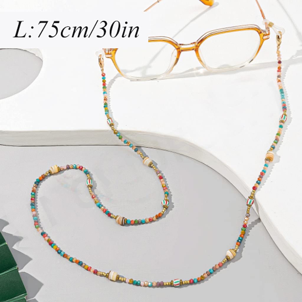 Cadena para gafas, cadena para gafas para mujer, hermosa cadena de 75 cm con anillo de silicona, cadenas de perlas con cuentas de perlas, soporte de cuerda para gafas de personalidad,