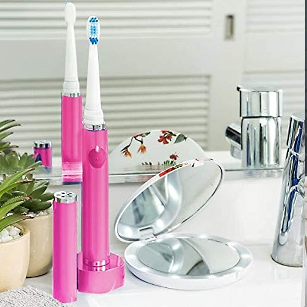 Pop Sonic Ultimate Pro Toothbrush (Pink) | Rechargeable Battery w/Up to 40,000 Brush Strokes/Minute -Long-Lasting Dupont Nylon Bristles - for Teens & Adults w/Quadrant Pacer & Timer