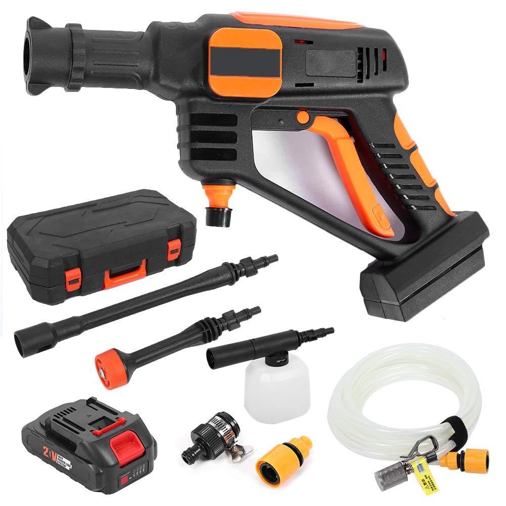 Idropulitrice Auto Portatile, Lavatrice a Pressione 20 V con Batteria LiPo e Pistola ad Acqua, Pulitore Cordless per Lavaggio Veicolo, Casa, Cortile e Superfici Esterne