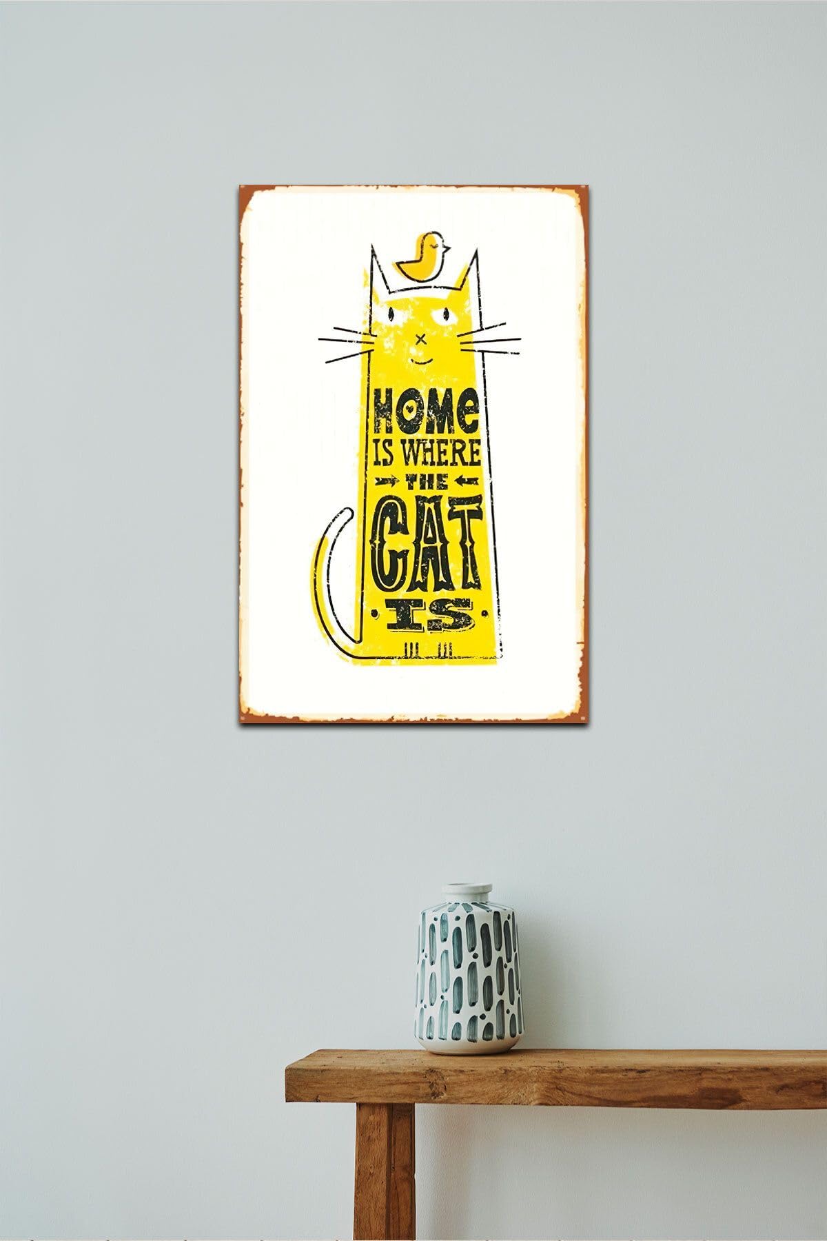 Dekolia Kuşe Kağıt Duvar Posteri Cat Is Retro Vintage Drtr0040