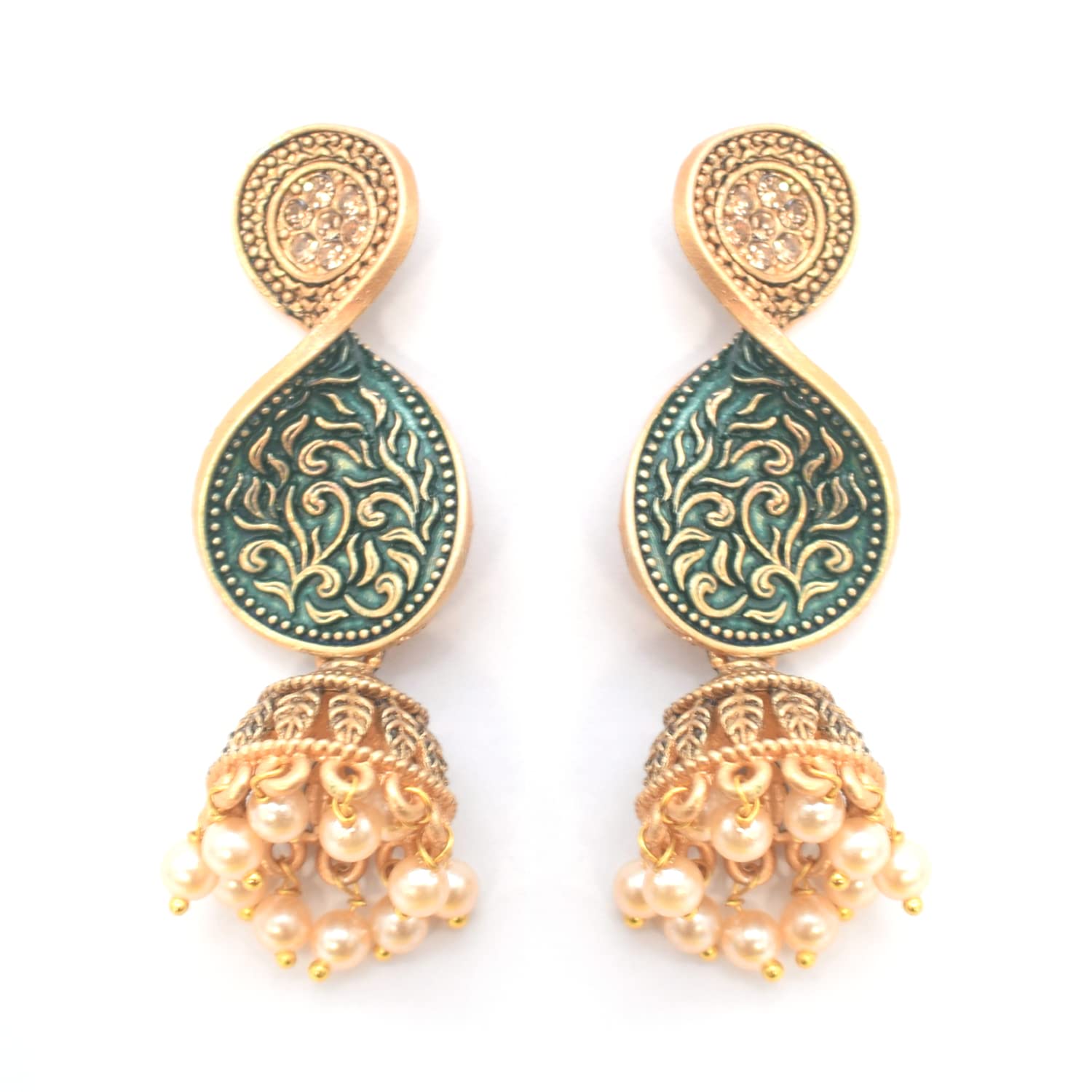 SWAURSAHA Meena Work Jhumka Earrings for Modern Woman Fashion | Handmade Earring for Girls (Set of 1 (Green)) (B0BZ8GPS4N) Amazon Price History, Amazon Price Tracker