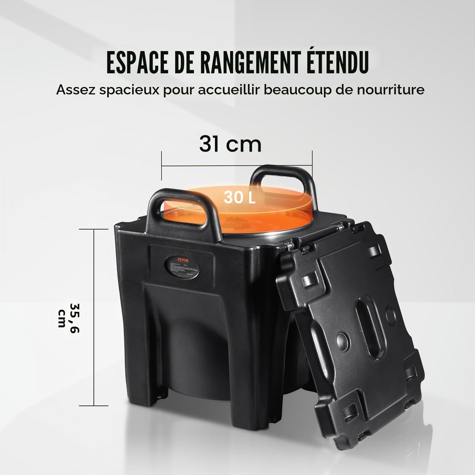 VEVOR Conteneur Isotherme Boîte de Transport en LLDPE à Chargement par le Haut pour Garder au Chaud ou Froid Bacs Alimentaires Traiteur Restauration Restaurant Cantine 435x435x540 mm 30 L