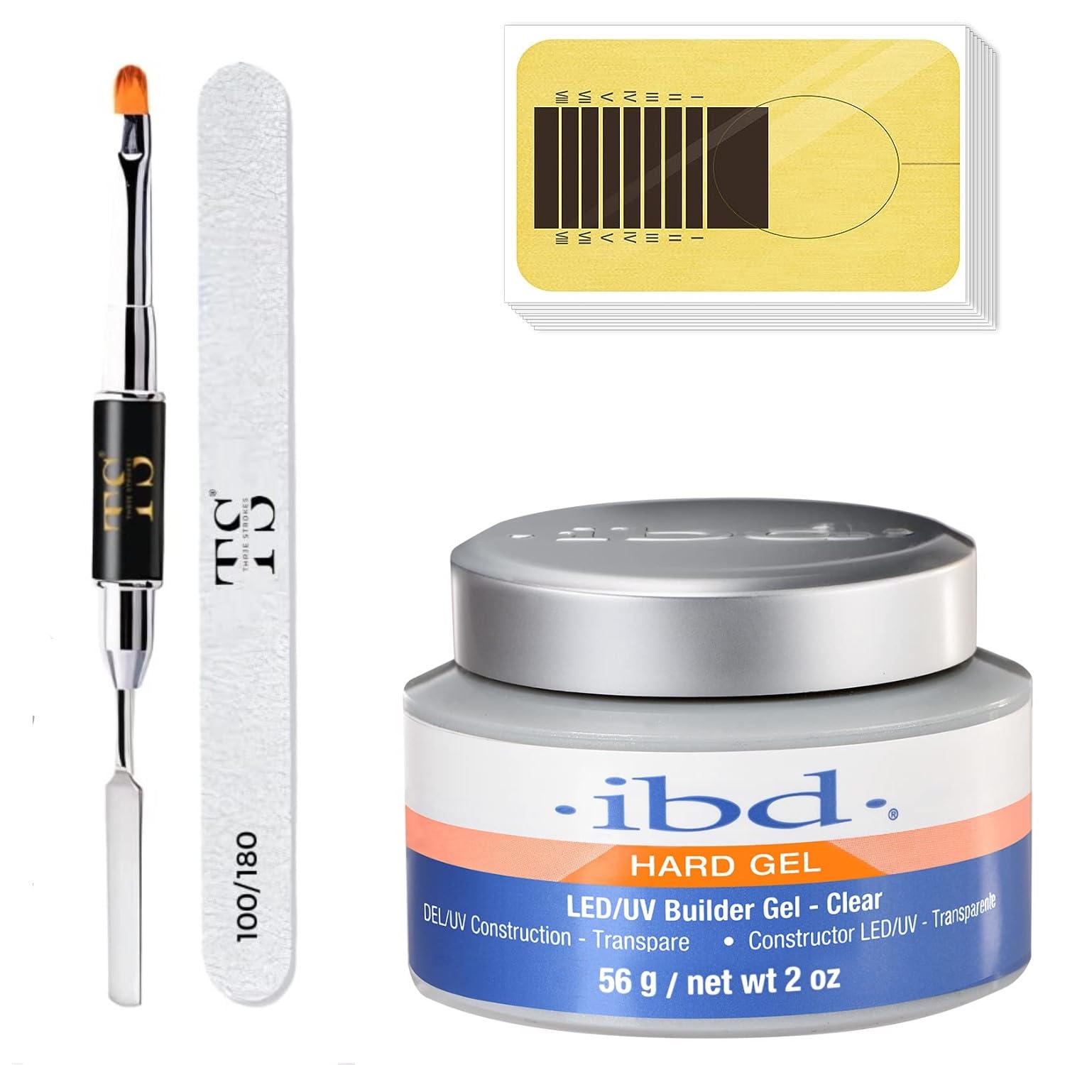 INOG Builder Nail Gel Kit - Nail Extension Gel Set Nail Strengthen Nail Art Manicure Set with 100PCS Nail Forms and Acrylic Nail Brush with Nail Filer (Clear)-image-24