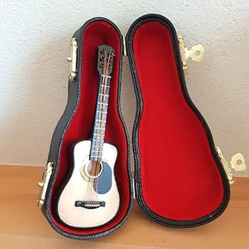 Amazon.co.jp: ケース付きミニチュア ギター オブジェ アコギ