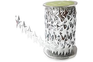 May Arts 3/4-Inch Wide Ribbon, Silver Stars