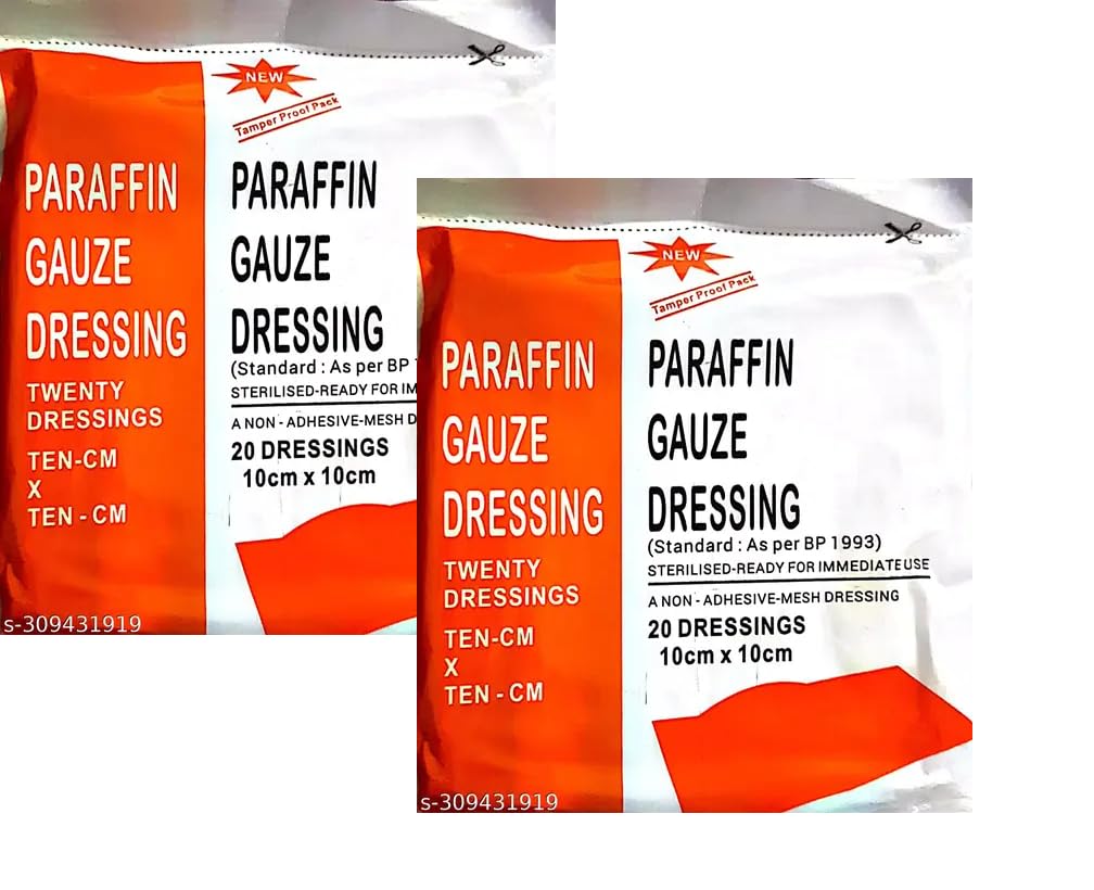 Paraffin Gauze Dressing sterilised ready for immediate use 20 dressings size (10cm*10cm) pack of 2