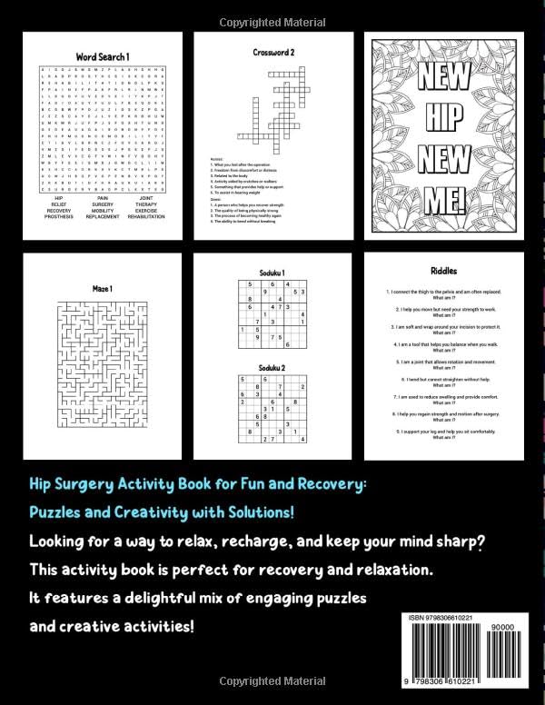 Hip Surgery Activity Book: A Fun Recovery Gift for Hip Replacement Surgery with Engaging Puzzles and Games image 3