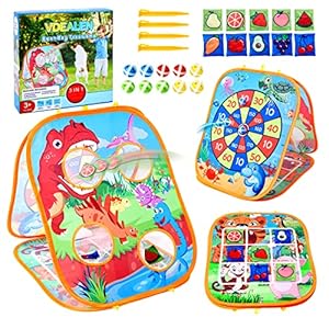 Vdealen Bean Bag Toss Game Toy for Kids 3 4 5 6 7 8 Year Old, Sports & Outdoor Toddler Toy Gift for Boys and Girls, 3 in 1 Cornhole Game for Children Ages 3 4 5 and Up