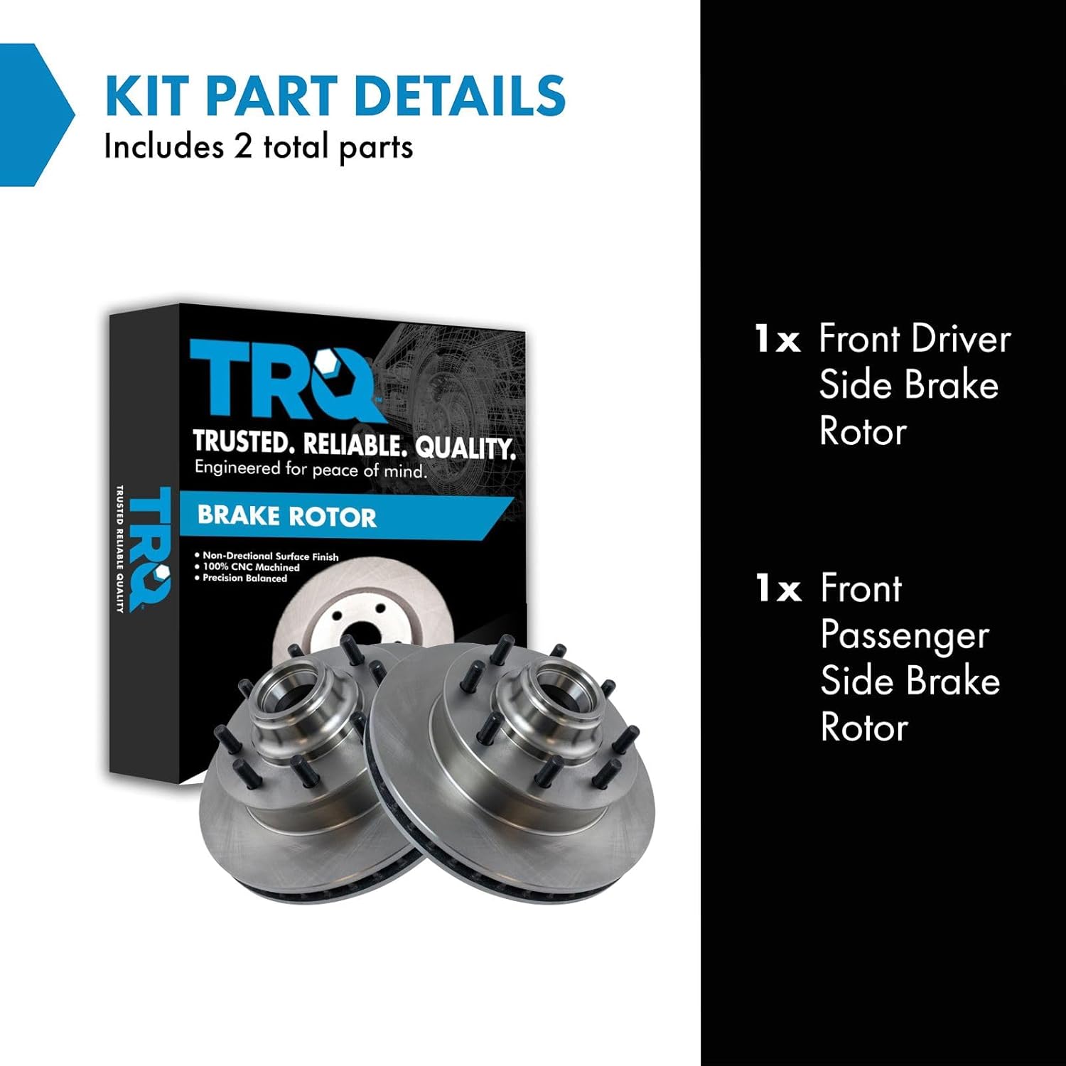 TRQ Front Disc Brake Rotor Pair Set for C2500 Truck / C3500 Truck/Express 2500 Van/Express 3500 Van/Savana 2500 Van/Savana 3500 Van/Suburban C1500 / Suburban C2500