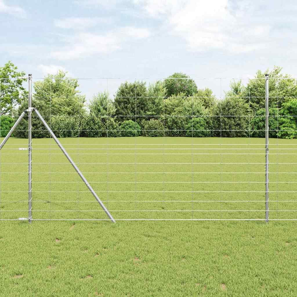 Srebrne ogrodzenie leśne, 50 x 1,5 m, stal ocynkowana, wytrzymałe ogrodzenie siatkowe do ogrodu i na taras, odporna na warunki atmosferyczne, łatwa instalacja, trwałe
