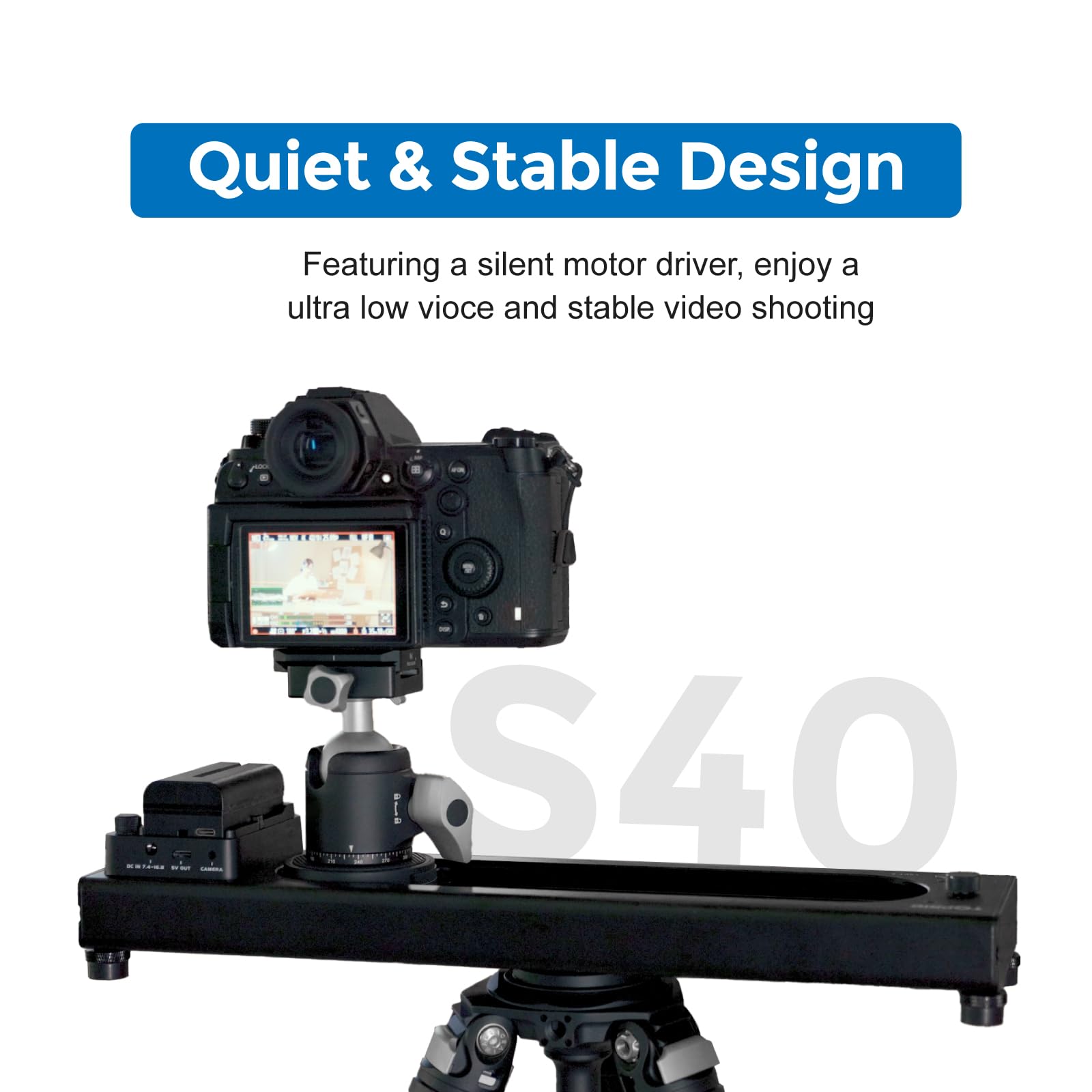 Accsoon Toprig S40 Slider per Fotocamera Motorizzato 15,7"/40cm, lega di alluminio Tramite Pulsante o Controllo APP Bluetooth, Time Lapse, Focus Shot, Panoramica a 120°, per Fotocamera, DSLR, etc.