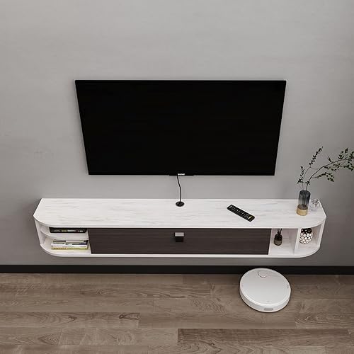 Miniatura 4 de Pmnianhua Moderno soporte flotante para TV, estante debajo de TV de 55 pulgadas para televisores de 60 pulgadas, consola de TV flotante, armario de