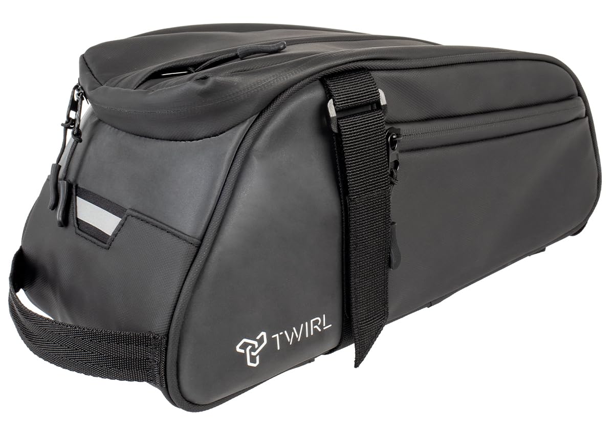TWIRL Torba rowerowa na bagażnik, 6 litrów Reflex ze zintegrowanym paskiem na ramię, torba na bagażnik, tylna torba rowerowa, czarno-szara