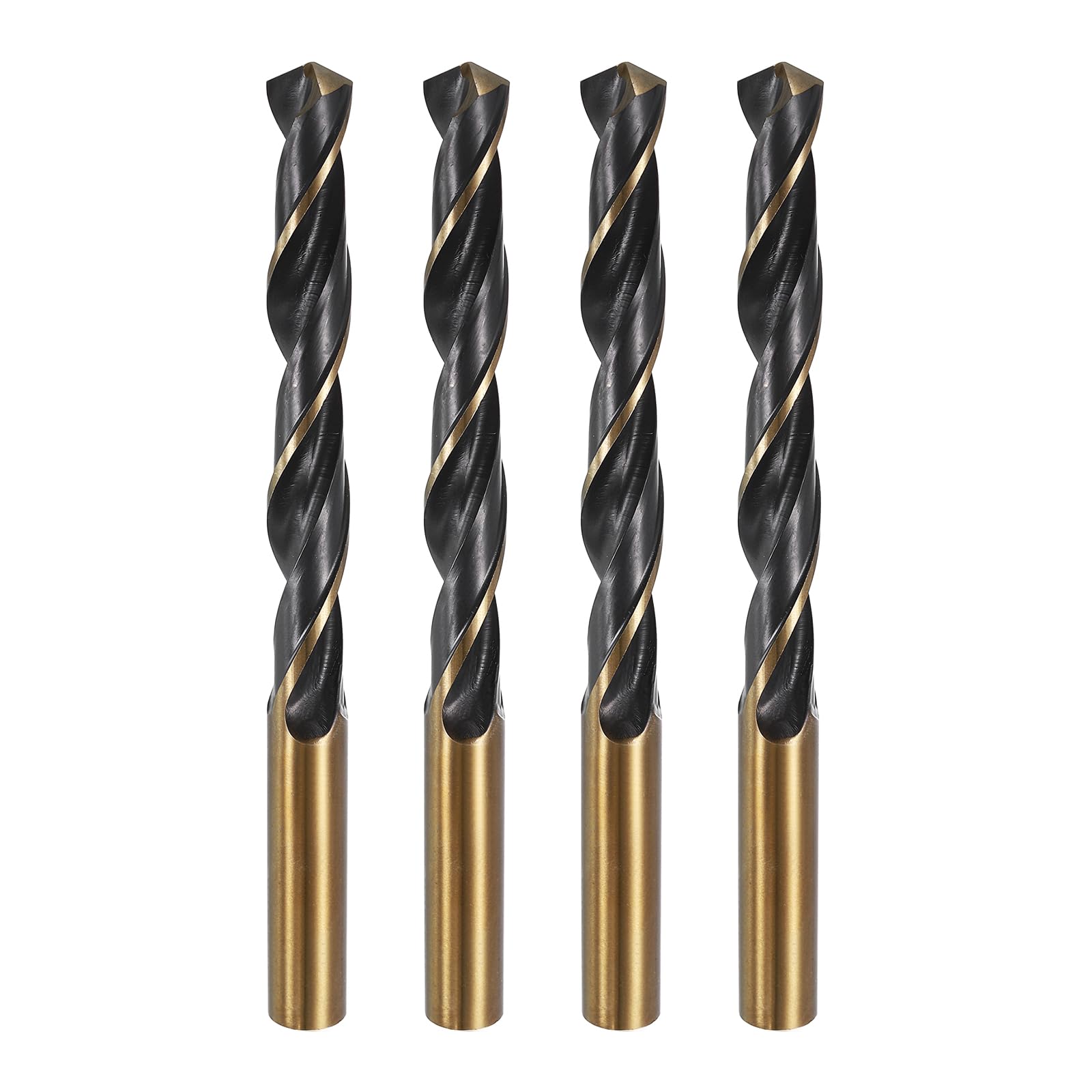 sourcing map 4pcs Reduced Shank Twist Drill Bit 12.5mm Dia 12.5mm Shank High Speed Steel M2 Black and Gold Oxide Finish Drill Bits for Drilling Hard Metals, Stainless Steel, Cast Iron