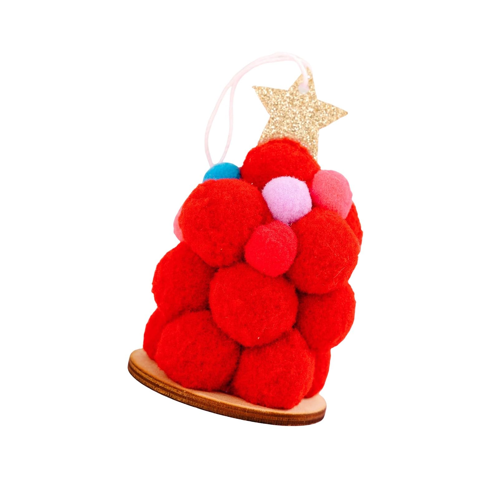 Elnwnnkc B All Christmas Tree Ornament With Wooden Ase And Gold Star, Soft Holiday Decor For Tree And Home Display Plush All Ornament Holiday Cord Accent Wooden Ase Star Top Festive Home Party Mantel Door