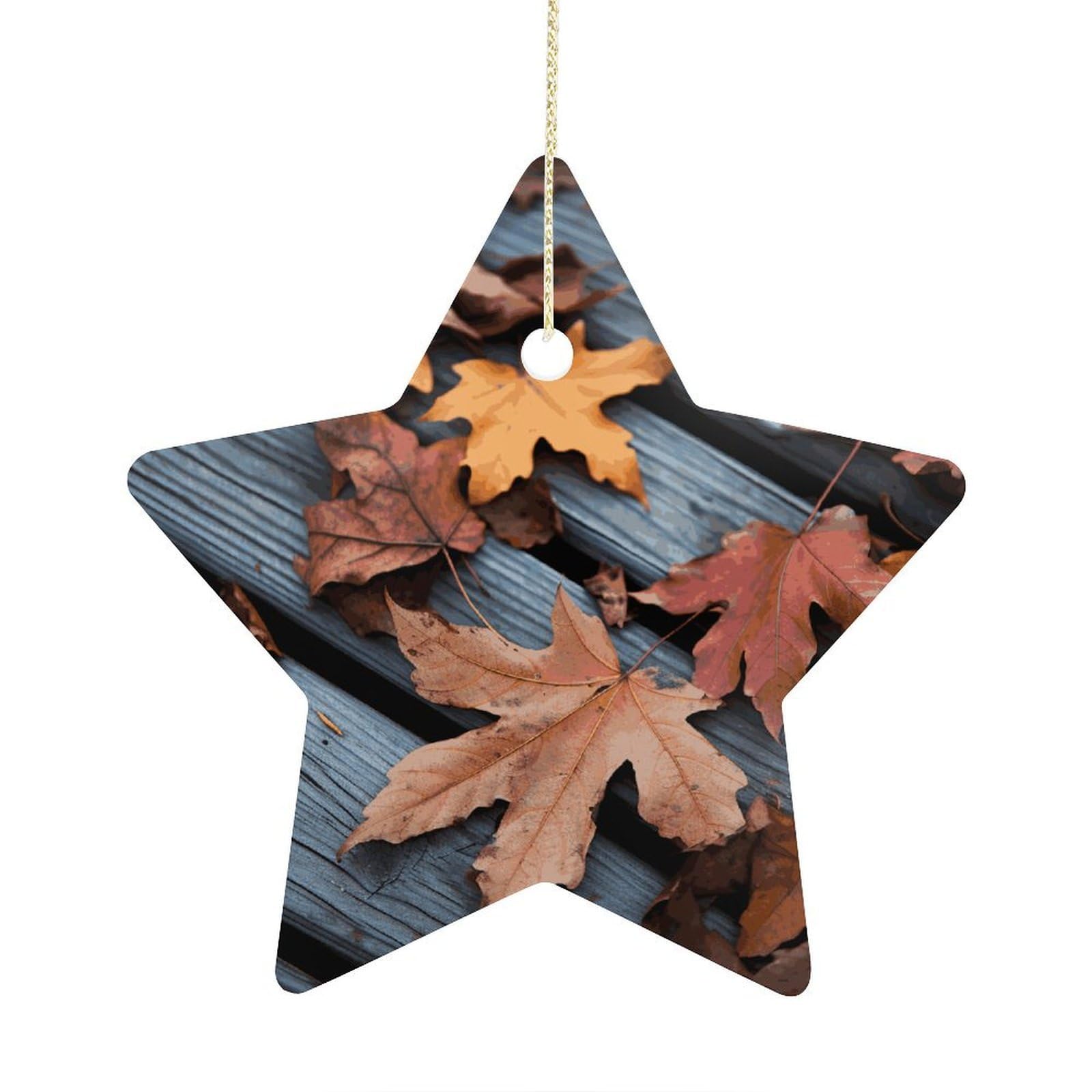 Fodpand Women's Style Fall Leaves Wood Ornament With String, Keepsake Hanging Decorations,Ceramic Ornaments For Men Indoor Home Holiday Party Gifts