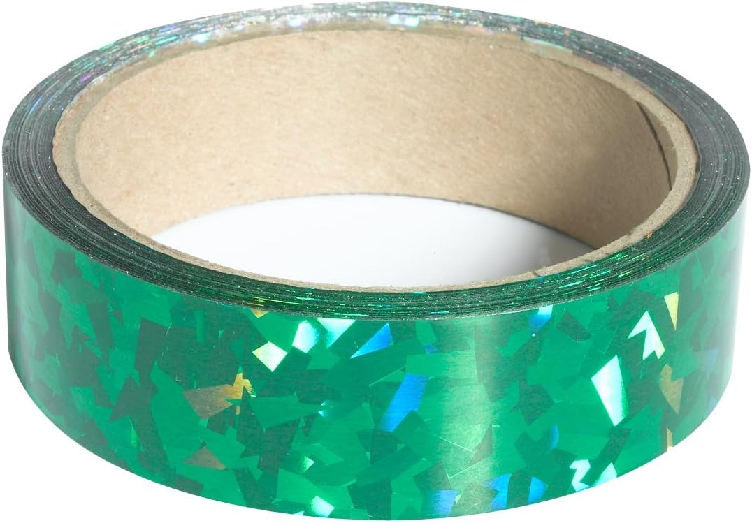 Green Holographic Streamer Roll, 1 Inch x 100 Feet