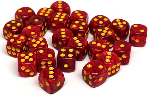 Miniatura 8 de Paquete de 25 dados D6 de 0.472 pulgadas, colección a juego de 6 dados con pipas (remolino verde y rojo)