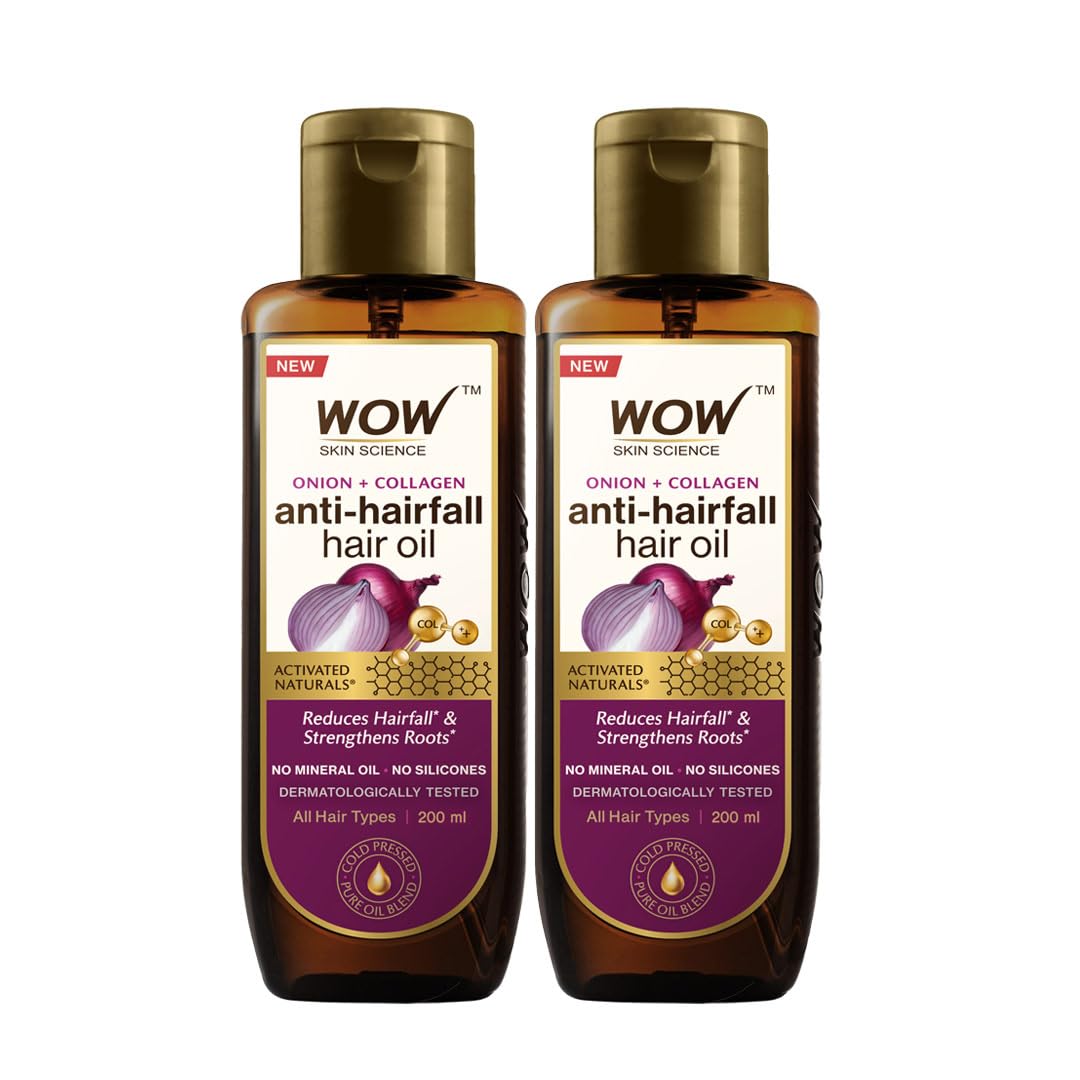 WOW Skin Science Onion Hair Oil |for Hair Growth and Hair Fall Control| With Black Seed Oil Extracts|200 ml|Pack of 2