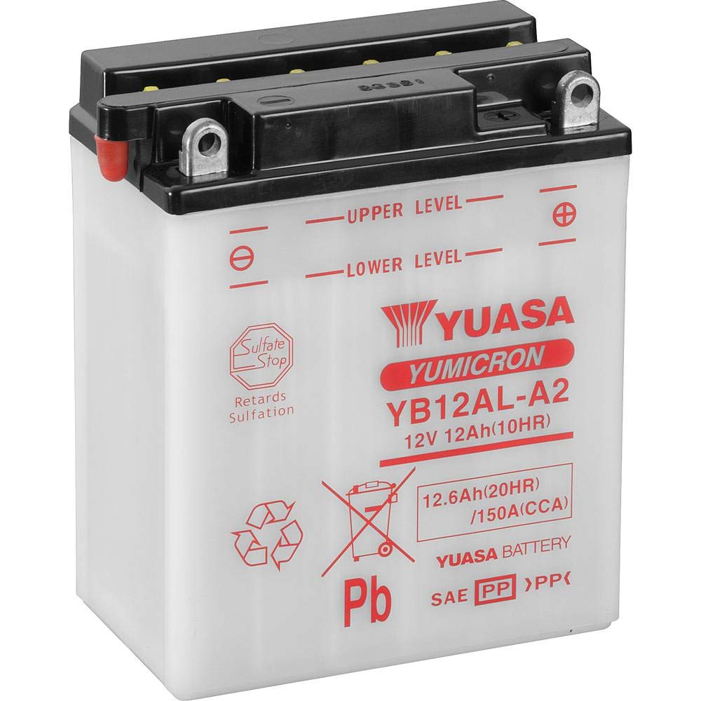 Yuasa Batteria YB12AL-A2 Aperto senza acido, 12V, 12.6 Ah, 150A, 13.4 x 8 x 16 cm