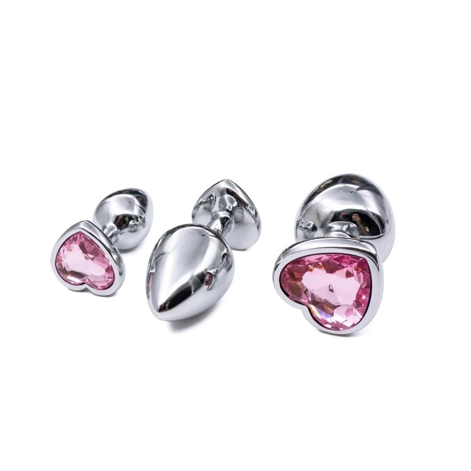 Plug anale ＨEnorme set pesante di piccole dimensioni medie e grandi Masturbatore a cuore rosa Perline anali in metallo Butt plug inserto P Spot Culo giocattolo del sesso Dildo Sex Machine