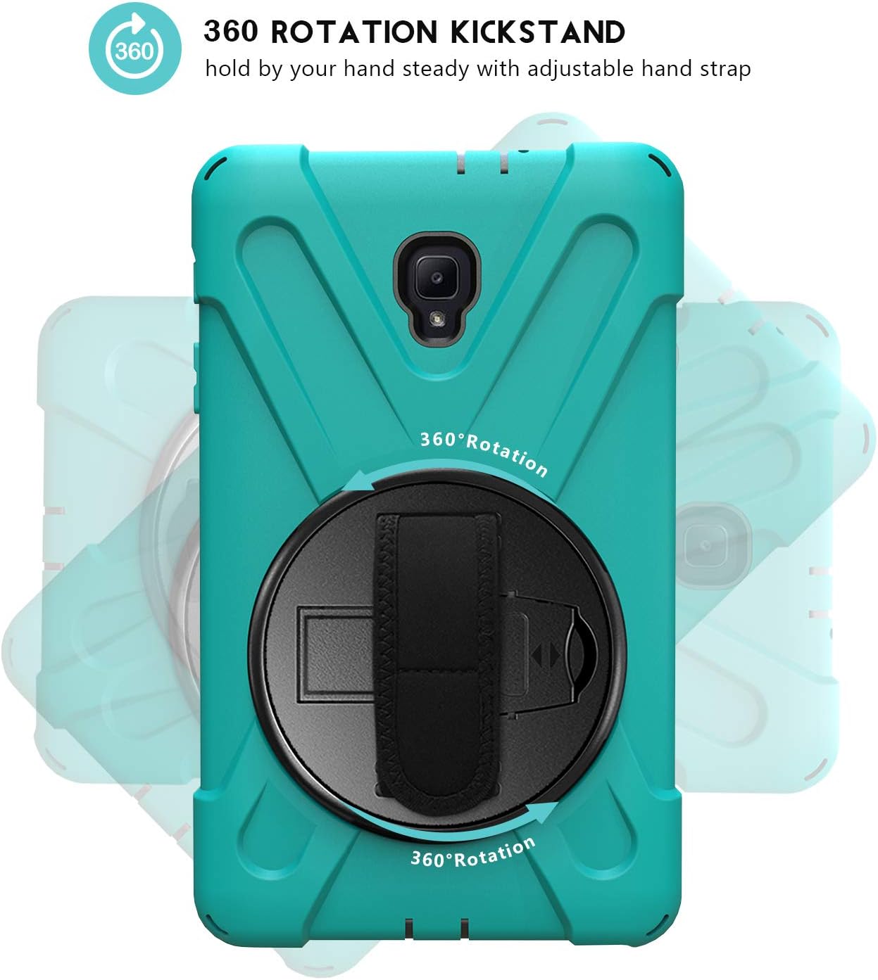 Procase Galaxy Tab A 8.0 2017 T380 T385 Case, Rugged Heavy Duty Shockproof Rotating Kickstand Protective Cover Case for Galaxy Tab A Tablet 2017 T380 T385 –Teal
