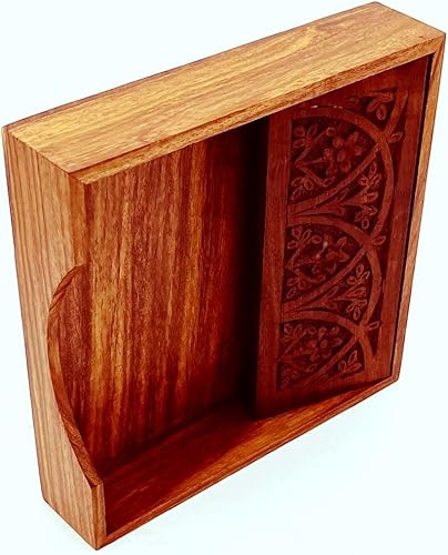 Miniatura 6 de Servilletero de madera de palisandro tallado cuadrado para mesa Soporte de papel de seda para mesa de comedor servilleteros de madera para