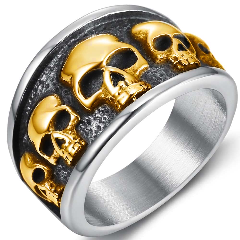 Jewelers Retro Vintage Stainless Steel Gothic Death Skull Skeleton Cocktail Party Biker Statement Halloween Ring