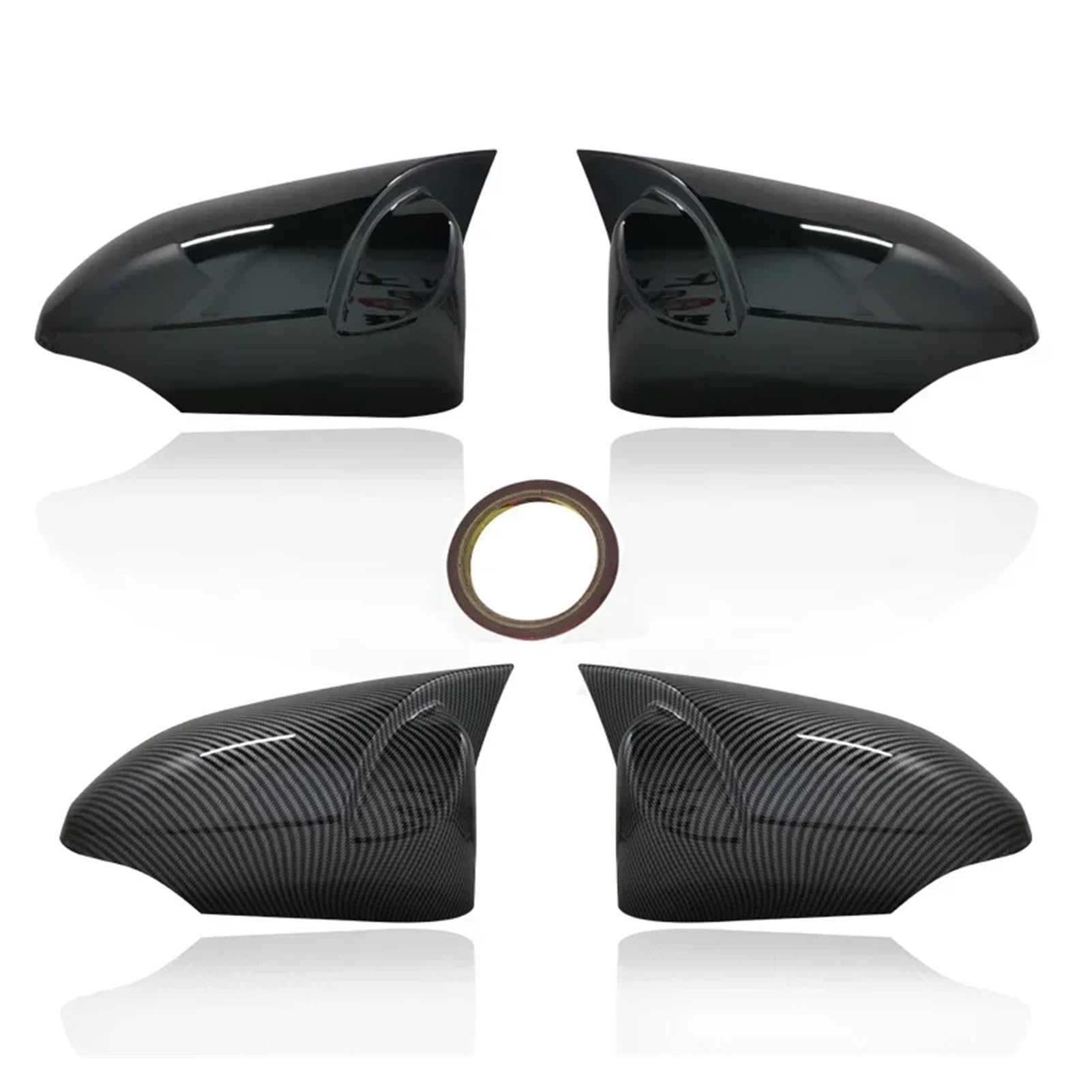 2 Stück kompatibel mit Toyota Yaris 2012–2020 Rückspiegelgehäuse Shell Cover Cap Deckel Autoteile | Bright black
