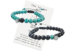 Engraved Magnetic Couples Bracelets, Eternal Love Vow Stone Beads Bracelet Set