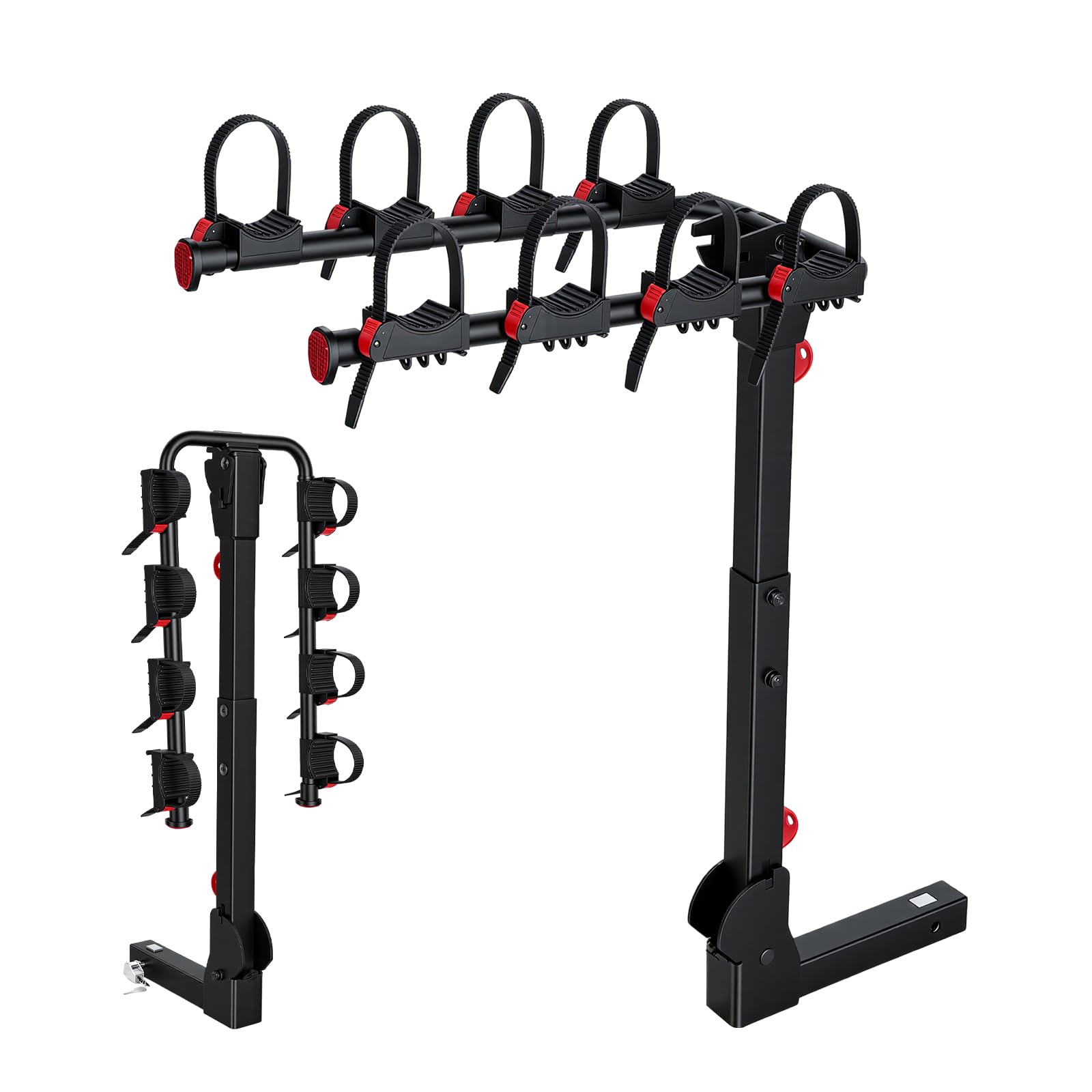 Koarigo Bike Rack for Car, Bike Rack Hitch Mount with 2'' Hitch Receiver, Bike Racks for SUV Truck Minivans with Dual Lock, 165 LBS Capacity for 2/3/4 Bikes, Tiltable & Foldable, Easy Assembly, Black