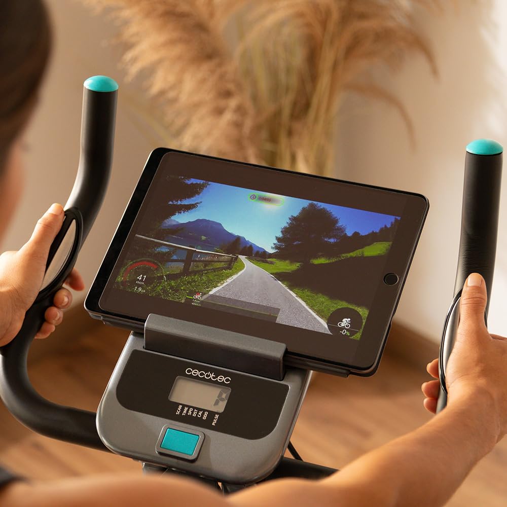 Cecotec Vélo Statique Pliable Magnétique X-Bike avec Écran LCD, Résistance Variable (8 niveaux), Selle Confort, Volant d’Inertie 1,5k, 2,5 et 3kg, Pliage Facile et Compact