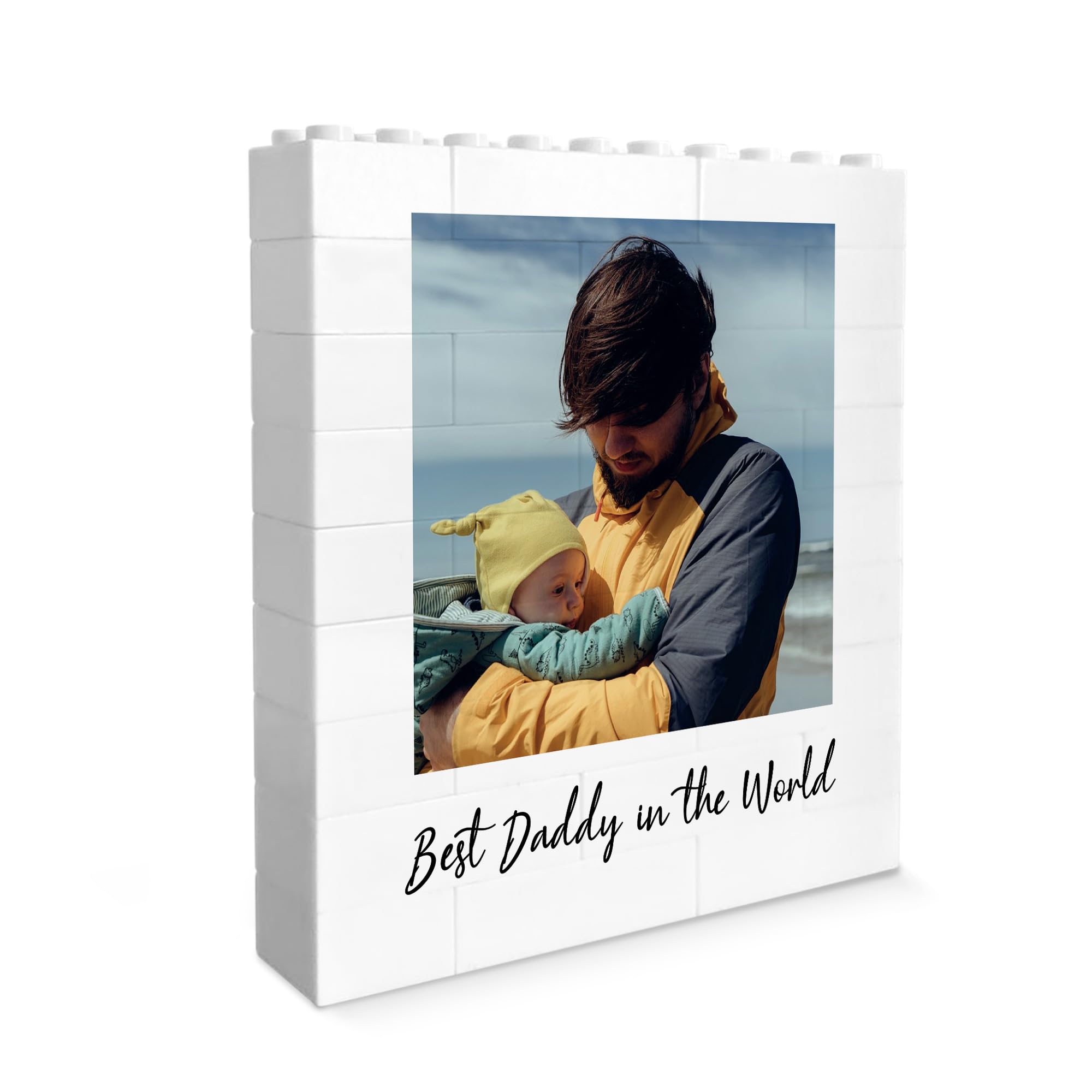 Red Ocean Personalised Best Daddy Brick Photo Block Gift for Daddy Building Block Puzzle Gift For Him Fathers Day Birthday From Daughter Son