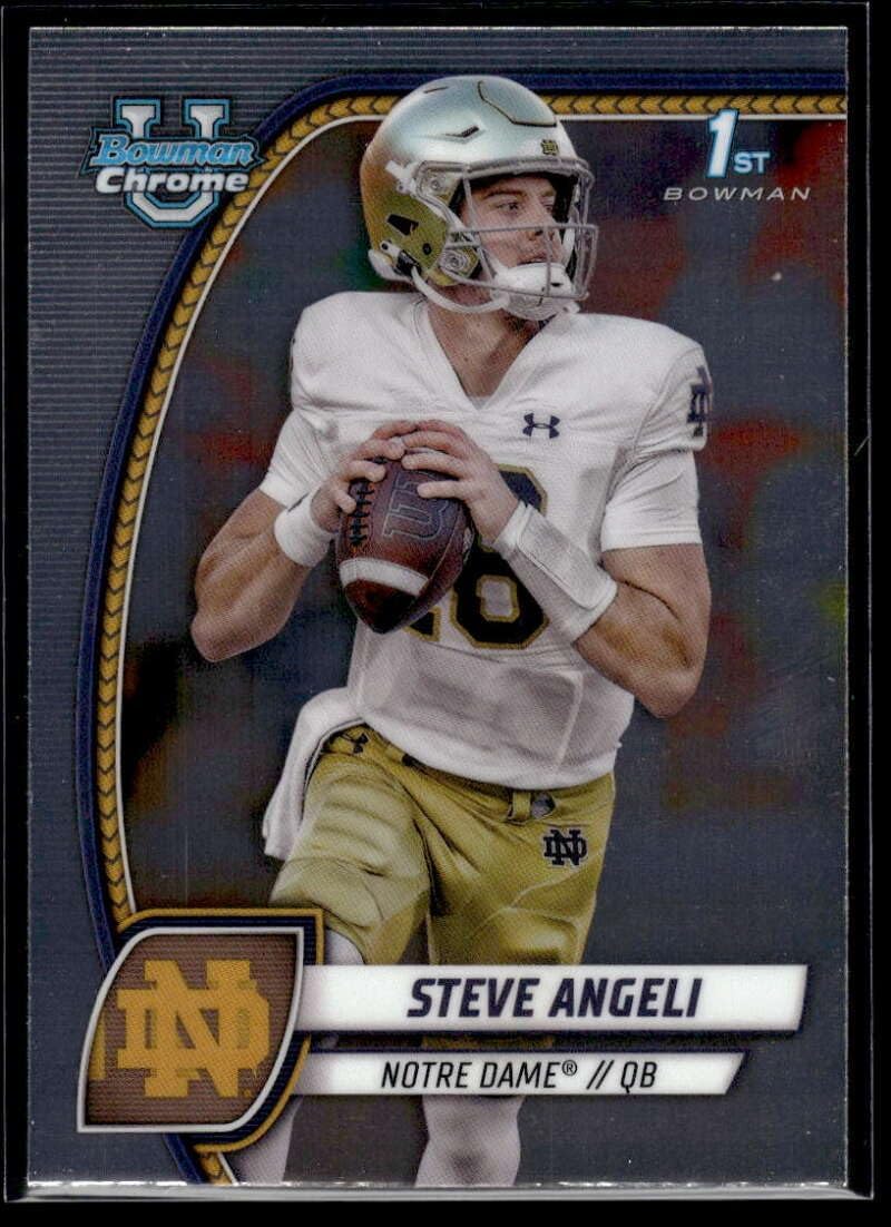 2024 Bowman University Chrome #167 Steve Angeli Notre Dame Fighting Irish Pre NFL Football Card in Raw (NM or Better) Condition
