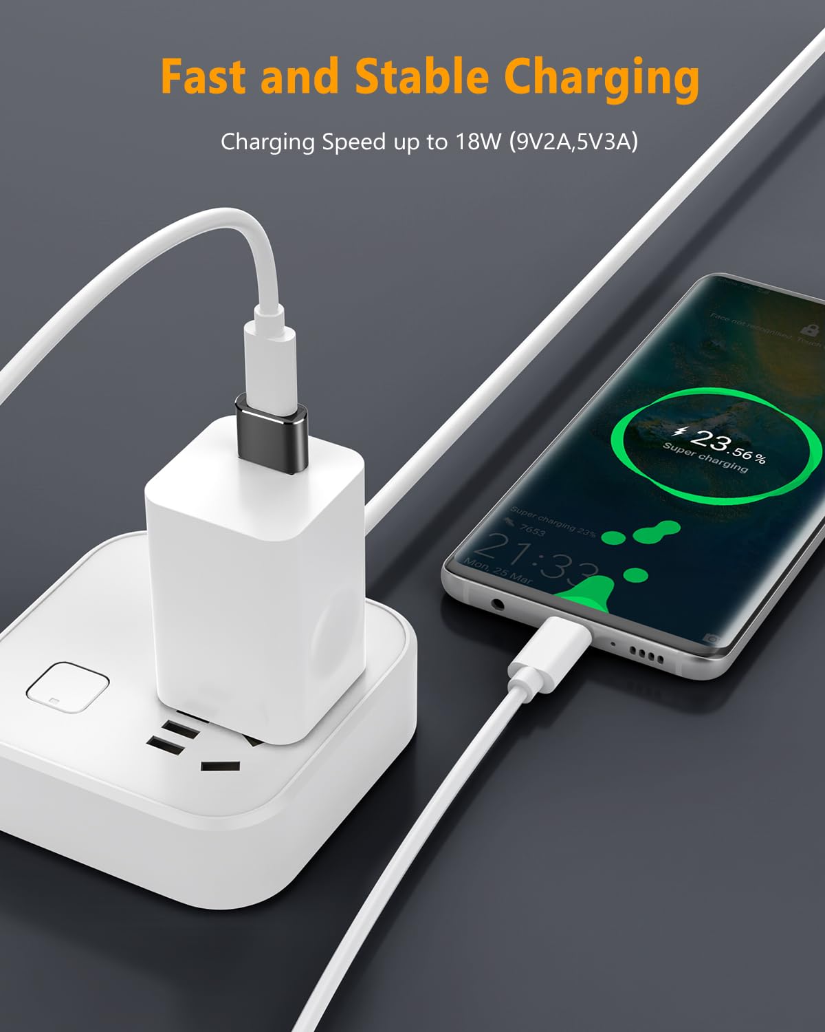LLYZZ USB to USB C Adapter-3Pack,Type C Female to USB Male Charger