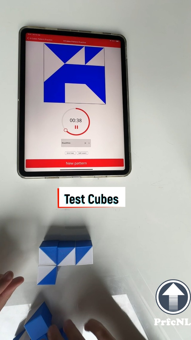 PrfcNL 16 Cubes IQ – Vert/blanc – Avec Appli Mobile Et Cartes – Test WAIS-IV, WISC-V – Améliore Mémoire Et Concentration