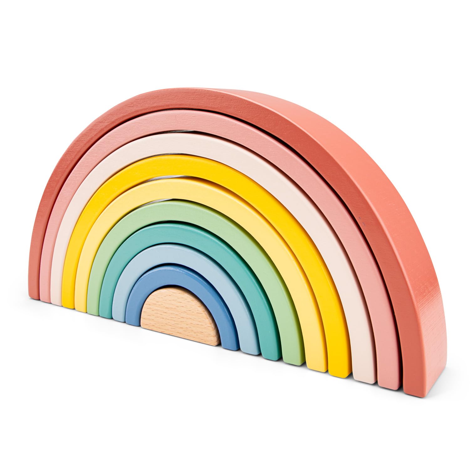 Woet Wooden Rainbow Stacker for Toddlers Age 12m+ – 10-Piece Arches – Montessori Stacking Toy – Educational Early Learning Gift – Colorful Wooden Balancing Toy for Boys and Girls