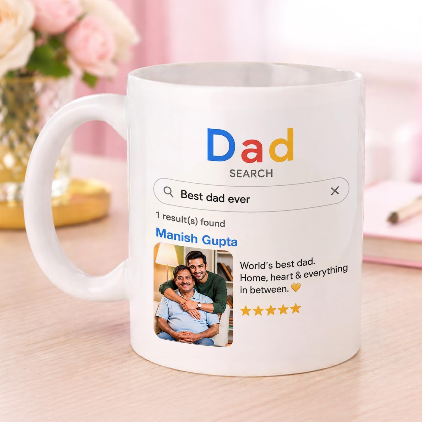 Personalized Dad Photo Coffee Mug | Custom Name & Photo Printed Ceramic Mug | Best Dad Ever Gift | Father's Day Birthday Gift for Dad | 350ml | Microwave & Dishwasher Safe-image-6