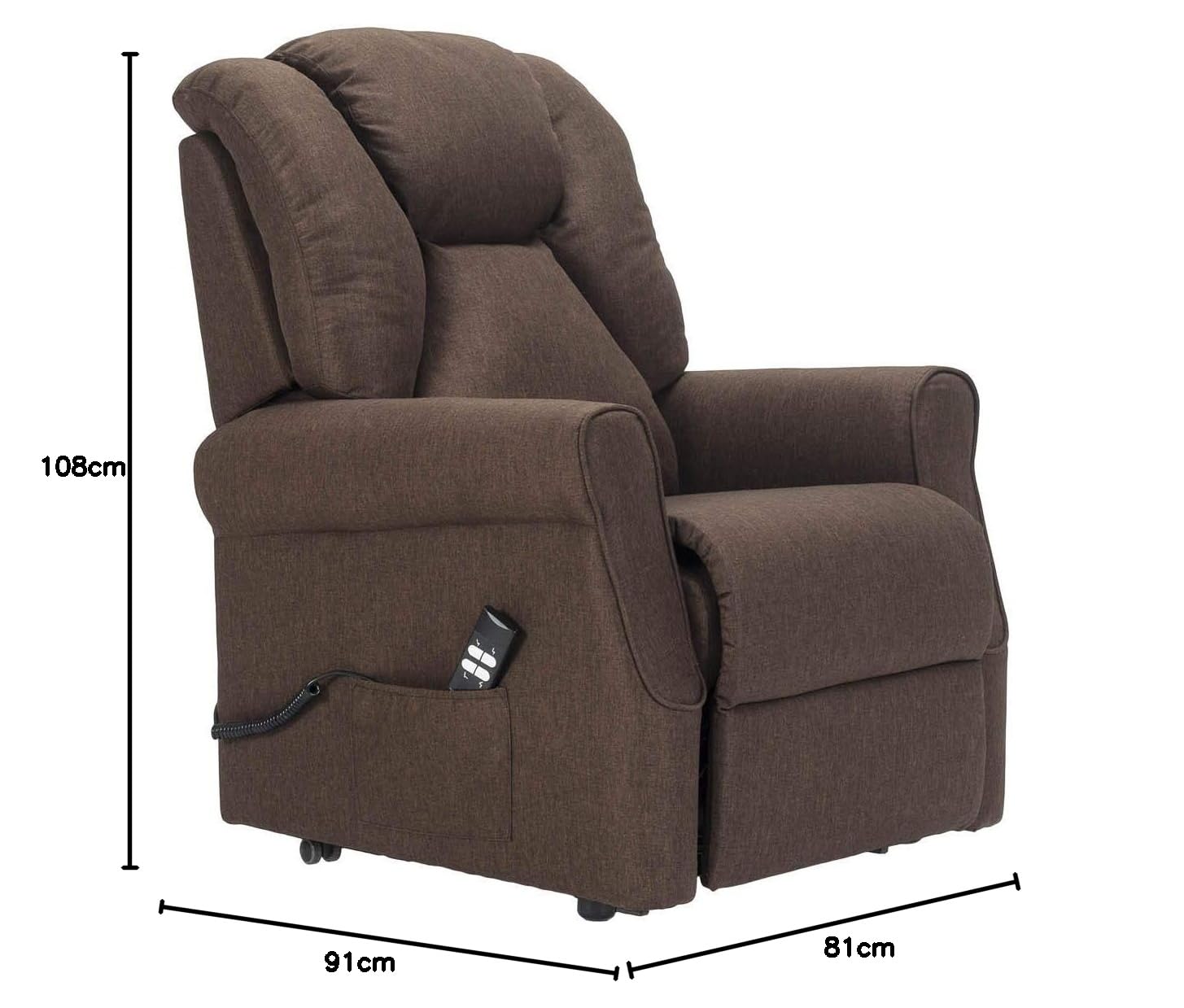 Sime Betty1 PERSONNALISÉ Fauteuil releveur Relax Dispositif Médical Vibromassage kit 4 Roues siège à Micro-Ressorts Doux résistant aux Taches Brun