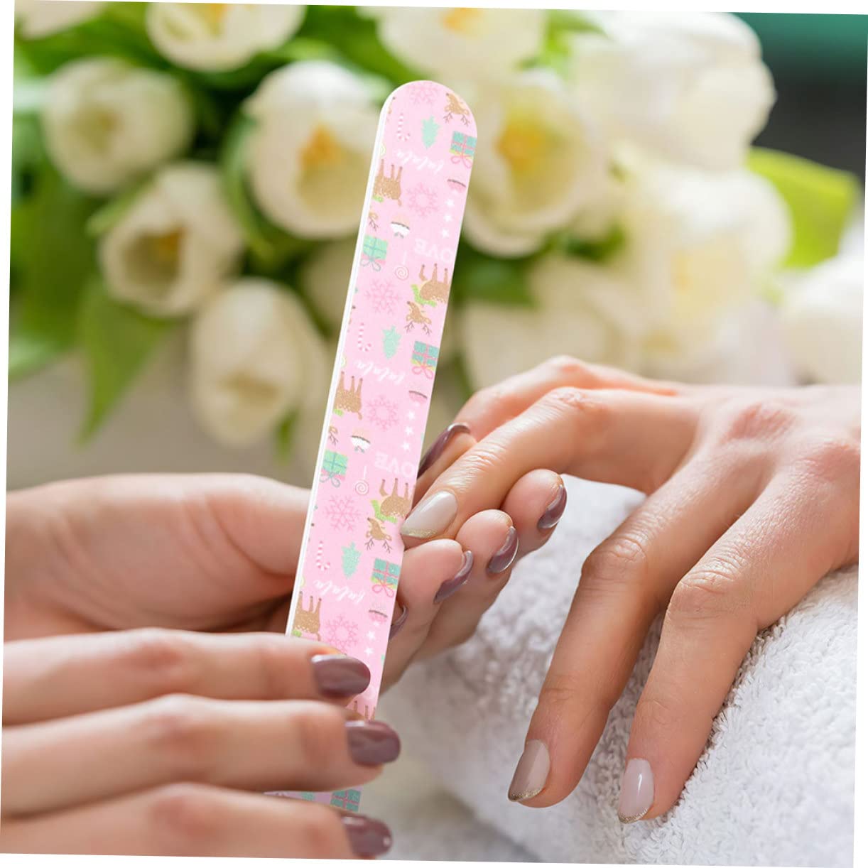 75piezas Limas De Uñas De Navidad Archivos De Manicura y Pedicura De Doble Cara Limas Portátiles Para Uñas Naturales y Artificiales Diseño Festivo Para De Mujeres y Niñas