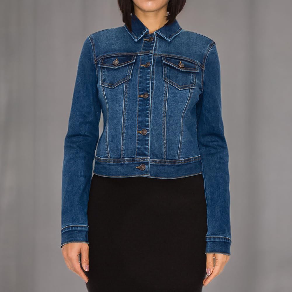 Wax Women's Basic Button Down Denim Jean Jacket - Image 4