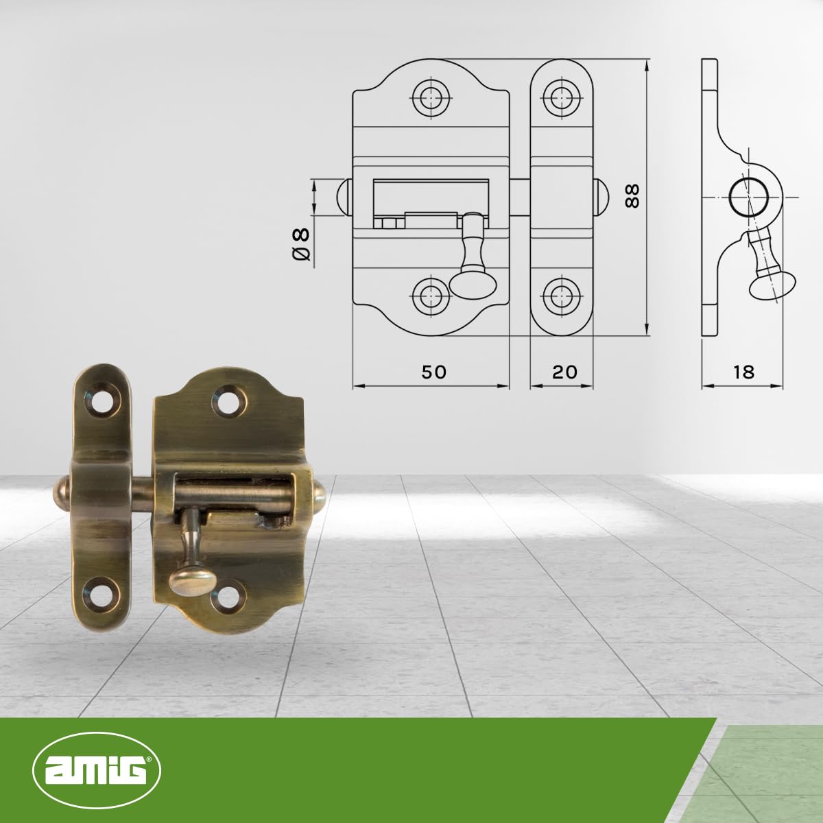 Amig - Pasador 720-50 laton cuero