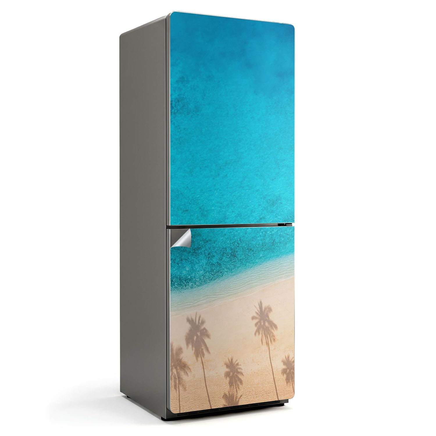 Vinilo para Frigorífico 70x190 Playa con Palmeras Adhesivo Elegante