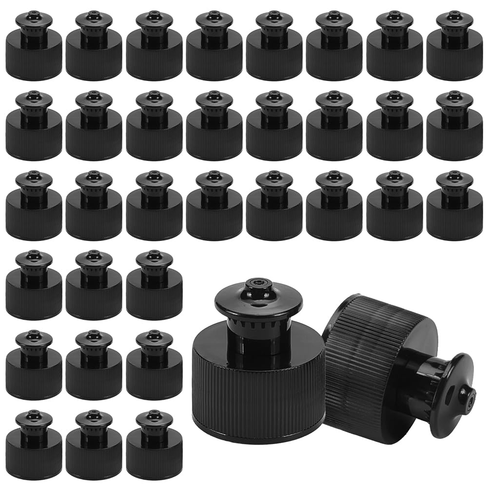 OLYCRAFT100 Black Plastic Push Pull Replacement Caps, 28mm Inner Diameter, Twisted Sport Bottle Lid, BPA Free, Reusable, Adult, Running, Outdoor Activities, Sports, On-the-go Use