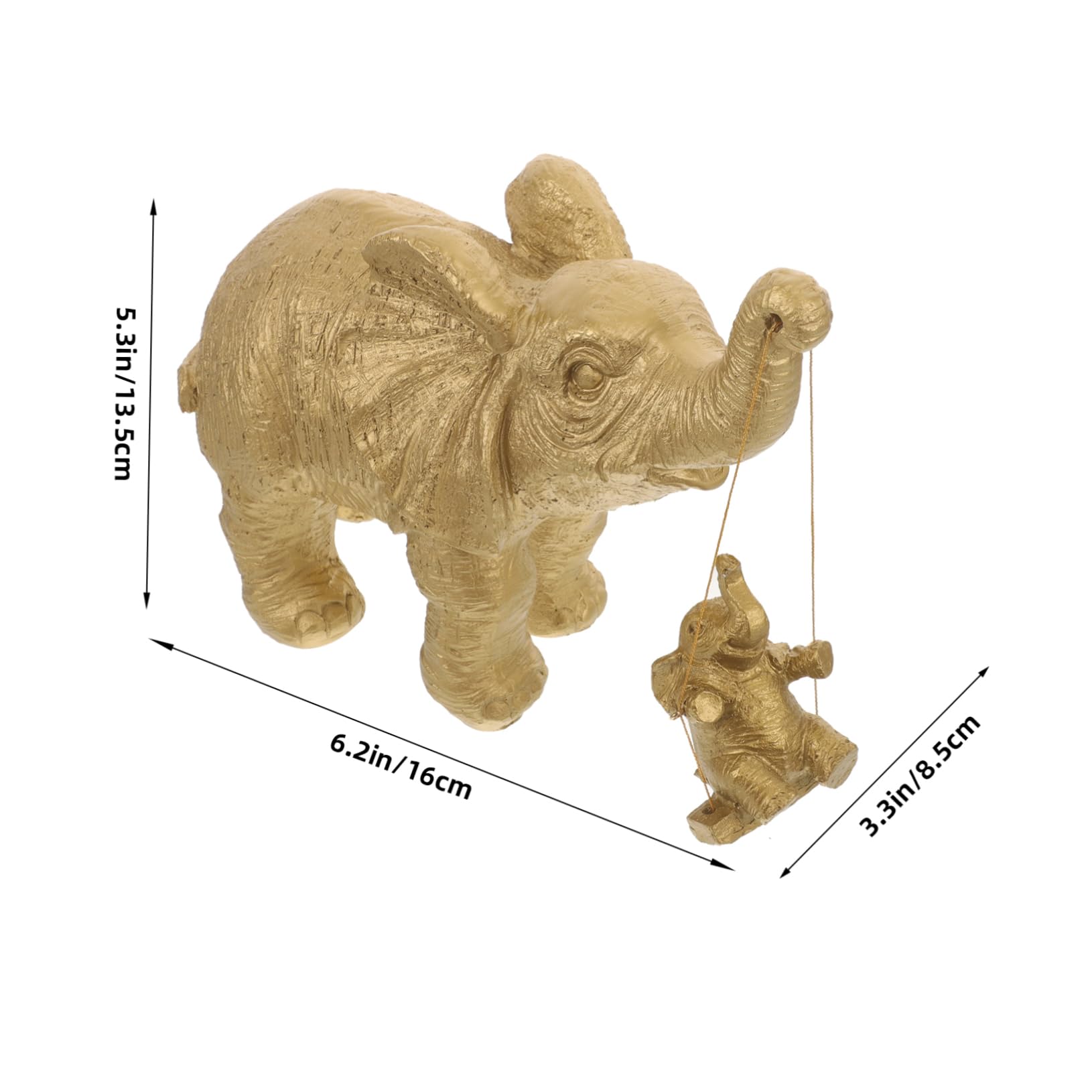ABOOFAN Figura de Elefante de Resina Dorado, Adorno de Mesa Decorativo